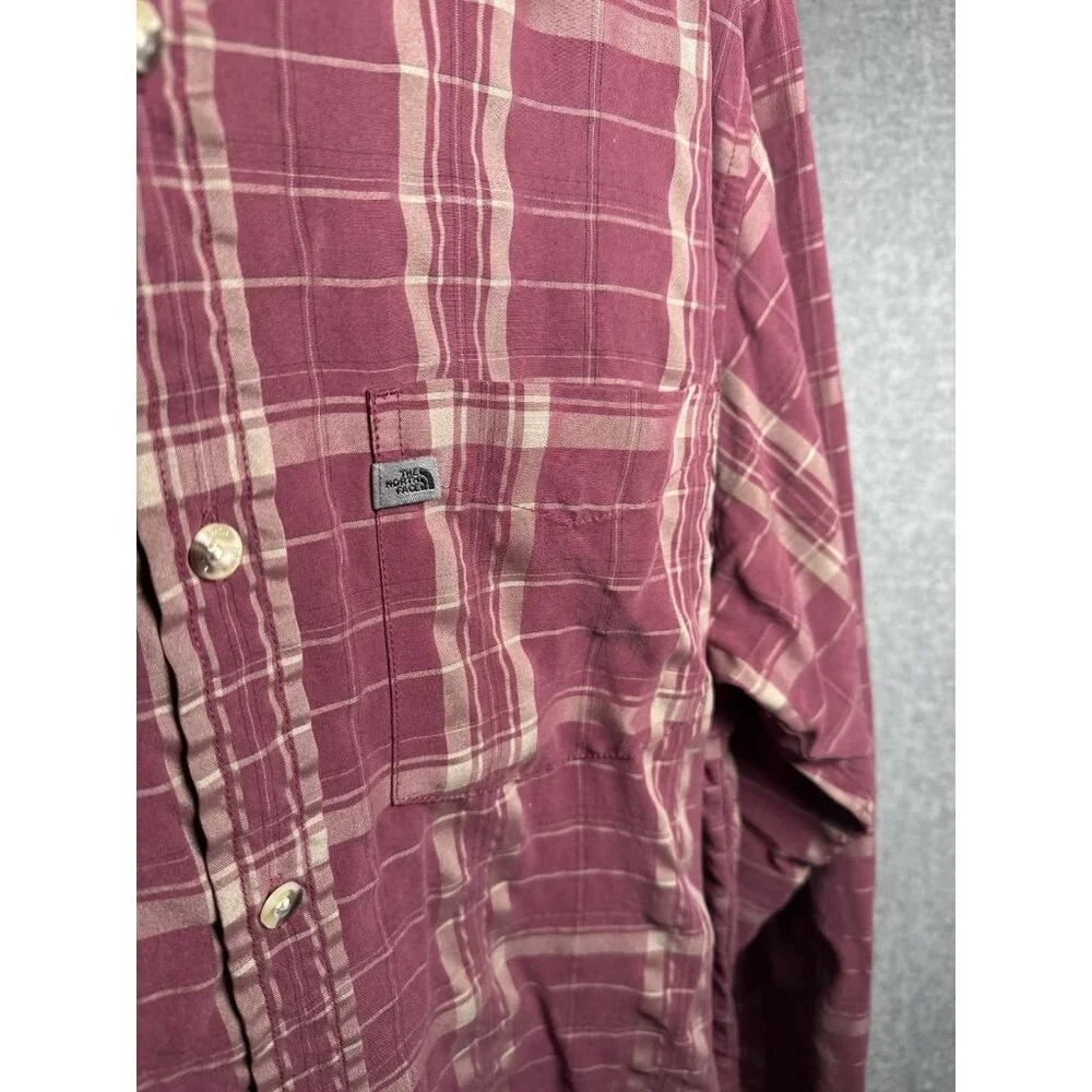 The North Face Mens XXL Shirt Button Long Sleeve Plaid Red Collared Top Casual‎